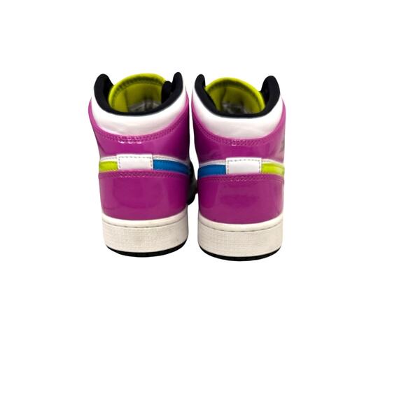 Nike Air Jordan 1 Mid SE Cyber Black Active Fuchsia Sneakers Size Youth 5 - Picture 4 of 5